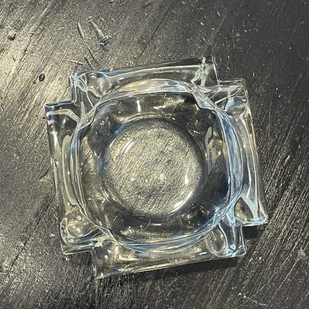 Vintage Ashtray Clear Glass Heavy Square Barware Mid Century Modern Trinket - Picture 2 of 4